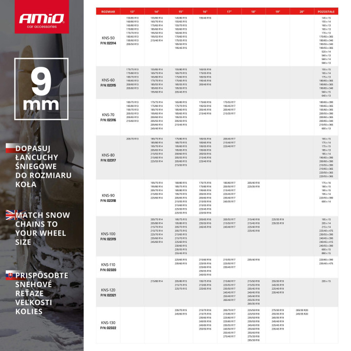 Catene da neve Ö-Norm 9 mm + SAC KNS-90  N